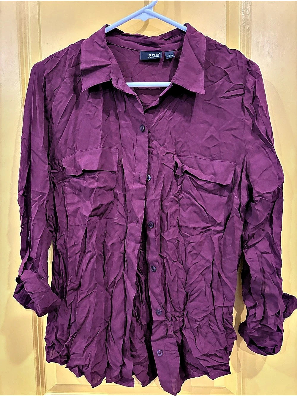a.n.a maroon Button Down Shirt Size Large